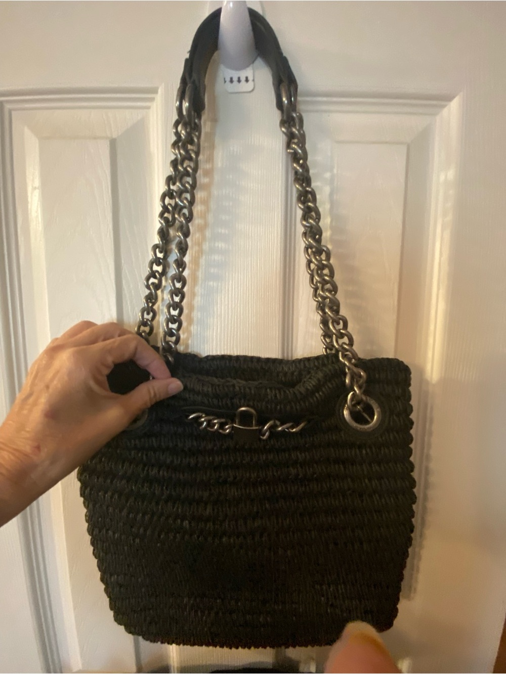 Kurt Geiger London Black Woven Chain Shoulder Tote
